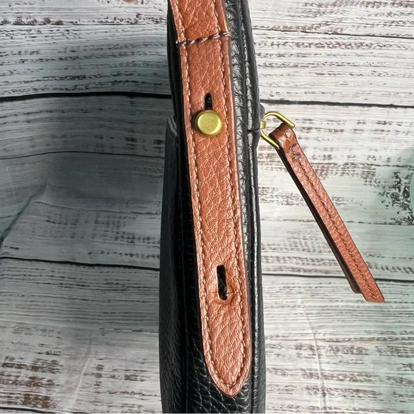 Fossil Black Leather Crossbody Purse Brown Cowhide Leather - Picture 7 of 16